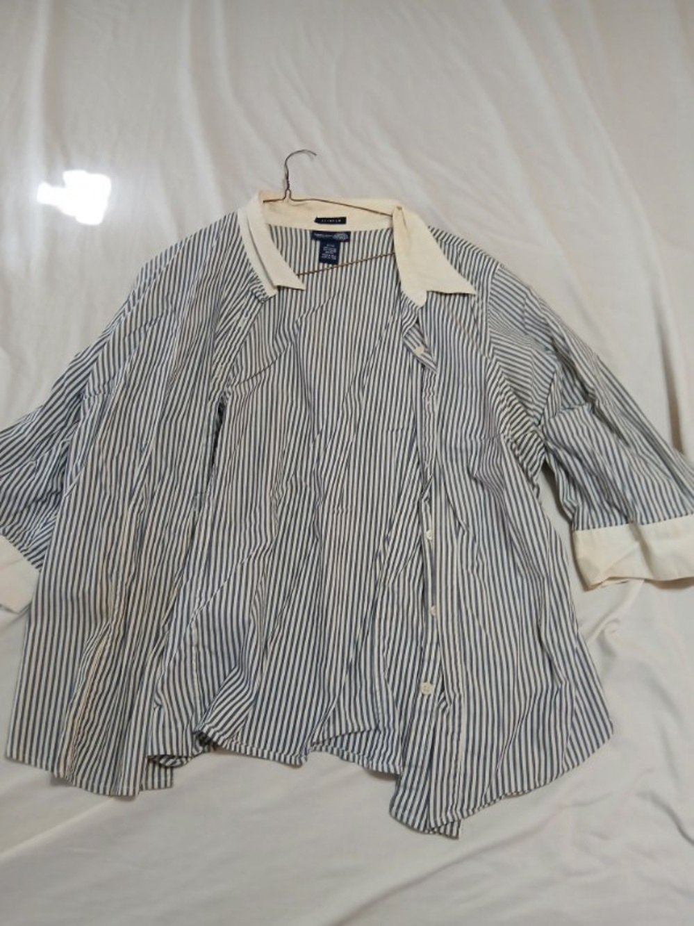 Venezia Blue & White Striped Dress Shirt with Contrast Collar